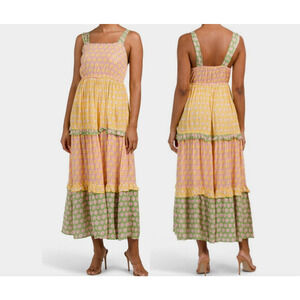 Relaxx Womens Tiered Maxi Sundress Size 2XL Cottagecore Floral Boho Feminine